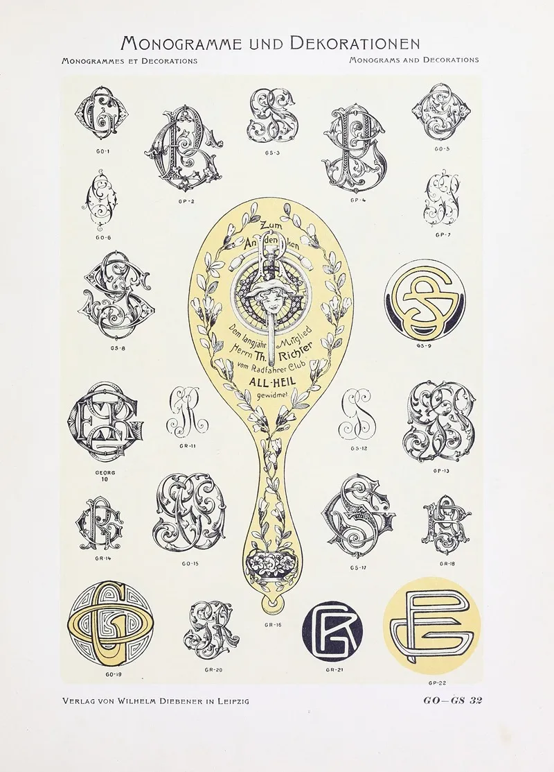 Monogrammes Und Dekorationen Pl 032 by Wilhelm Diebener - Canvas Print