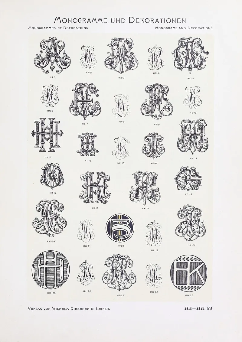Monogrammes Und Dekorationen Pl 034 by Wilhelm Diebener - Canvas Print