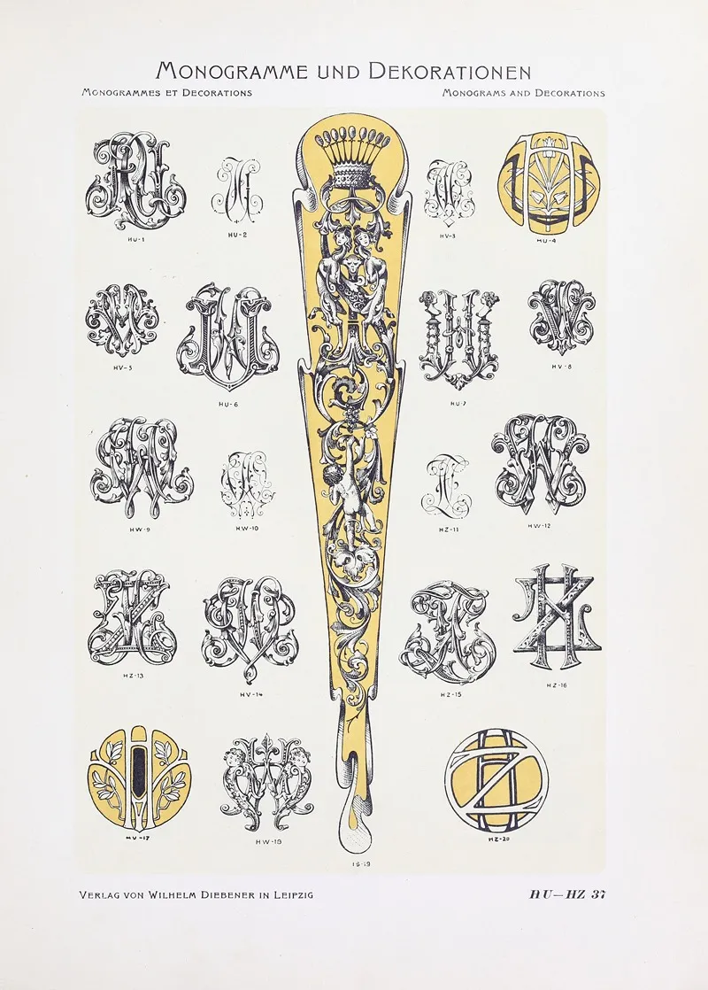 Monogrammes Und Dekorationen Pl 037 by Wilhelm Diebener - Canvas Print