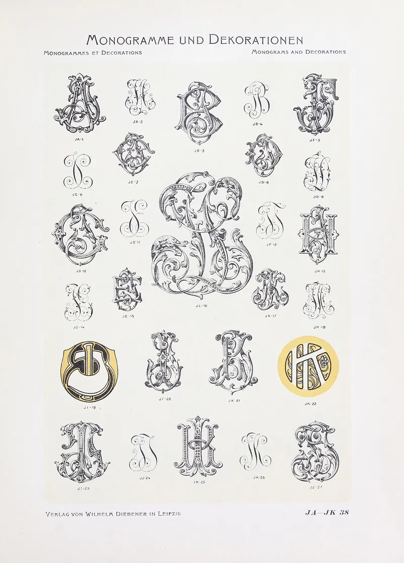 Monogrammes Und Dekorationen Pl 038 by Wilhelm Diebener - Canvas Print