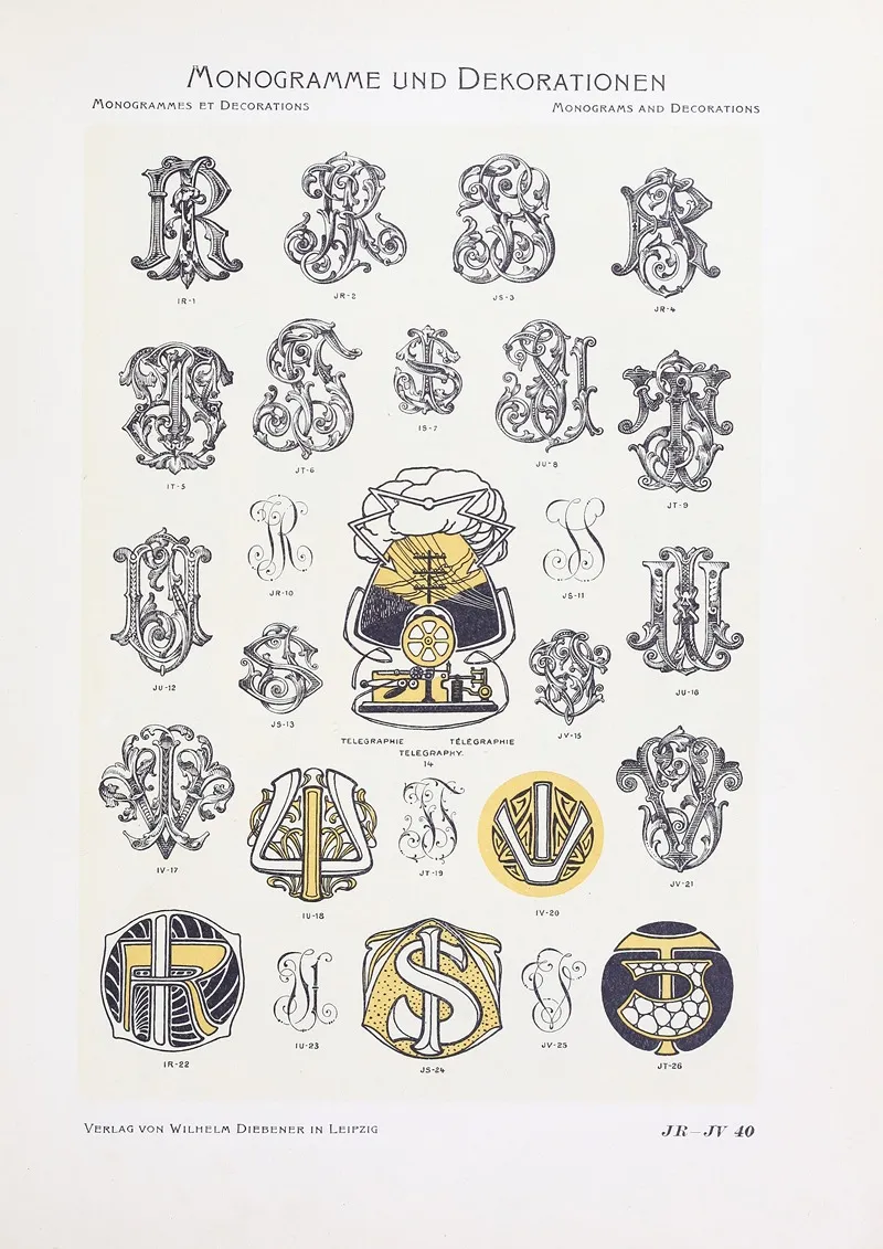Monogrammes Und Dekorationen Pl 040 by Wilhelm Diebener - Canvas Print