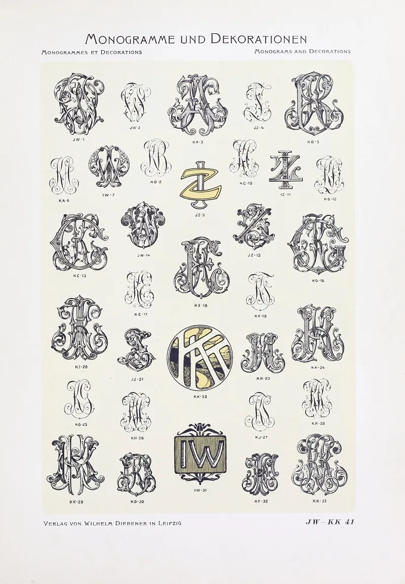 Monogrammes Und Dekorationen Pl 041 by Wilhelm Diebener - Canvas Print