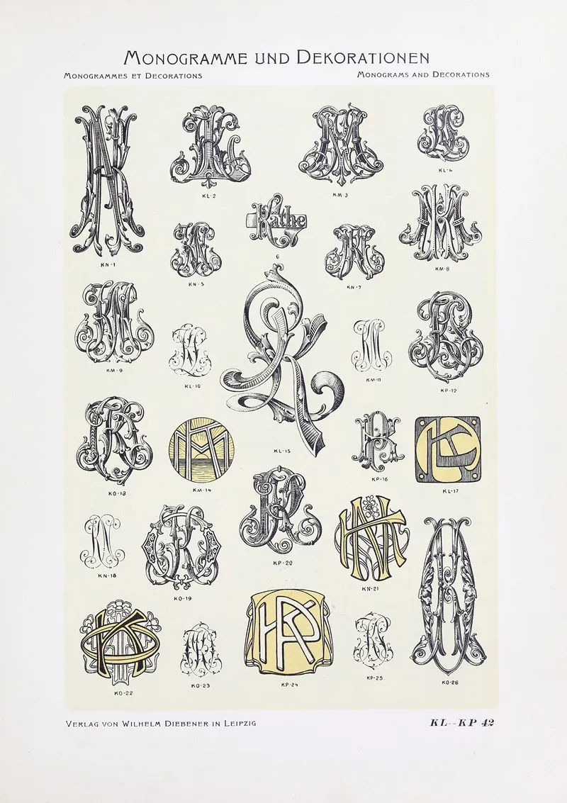 Monogrammes Und Dekorationen Pl 042 by Wilhelm Diebener - Canvas Print