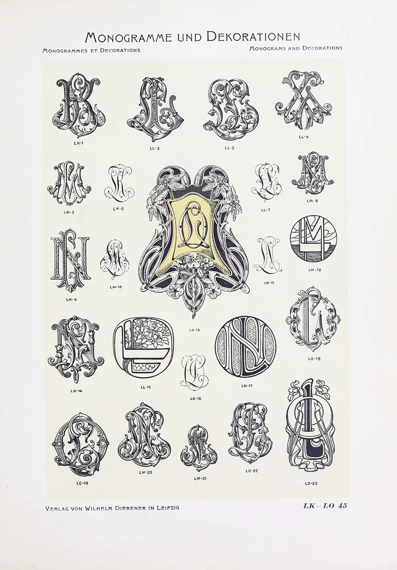 Monogrammes Und Dekorationen Pl 045 by Wilhelm Diebener - Canvas Print