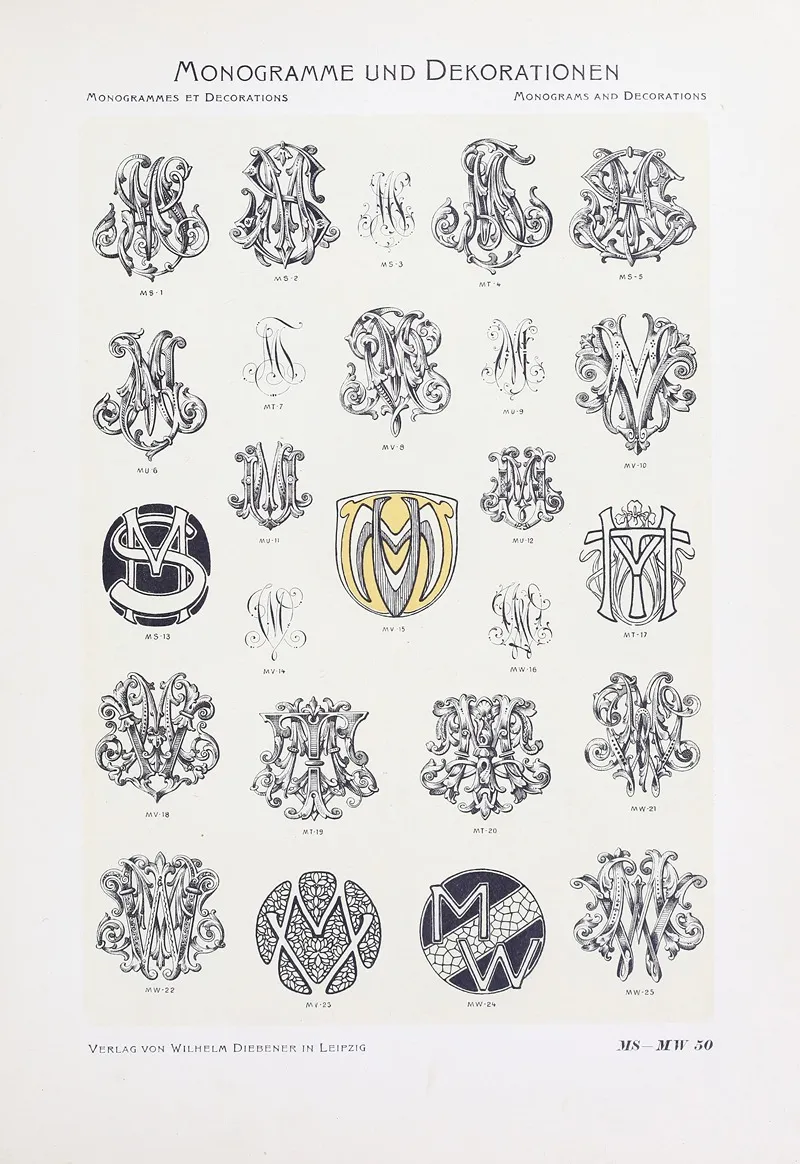 Monogrammes Und Dekorationen Pl 050 by Wilhelm Diebener - Canvas Print