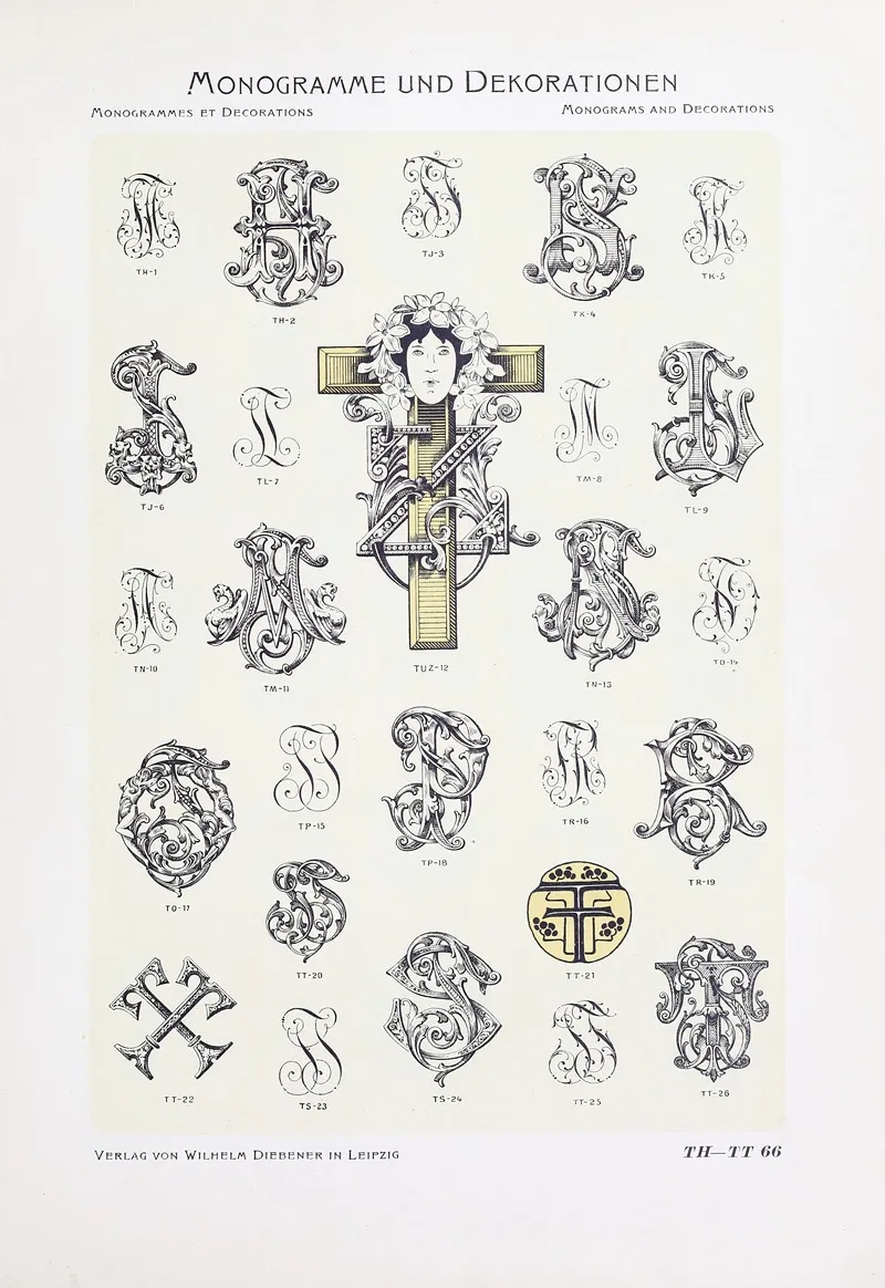 Monogrammes Und Dekorationen Pl 066 by Wilhelm Diebener - Canvas Print