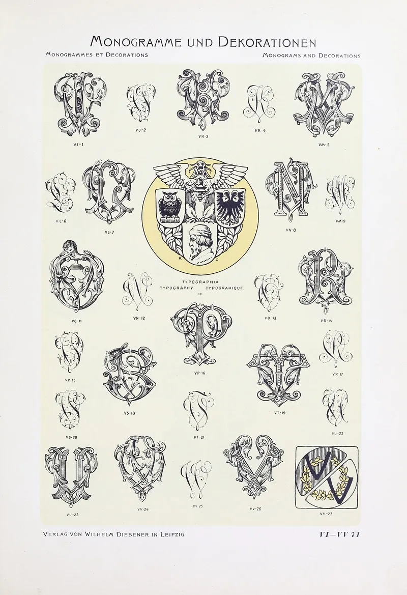 Monogrammes Und Dekorationen Pl 071 by Wilhelm Diebener - Canvas Print
