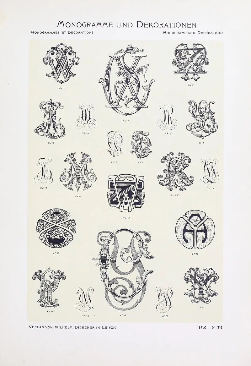 Monogrammes Und Dekorationen Pl 075 by Wilhelm Diebener - Canvas Print