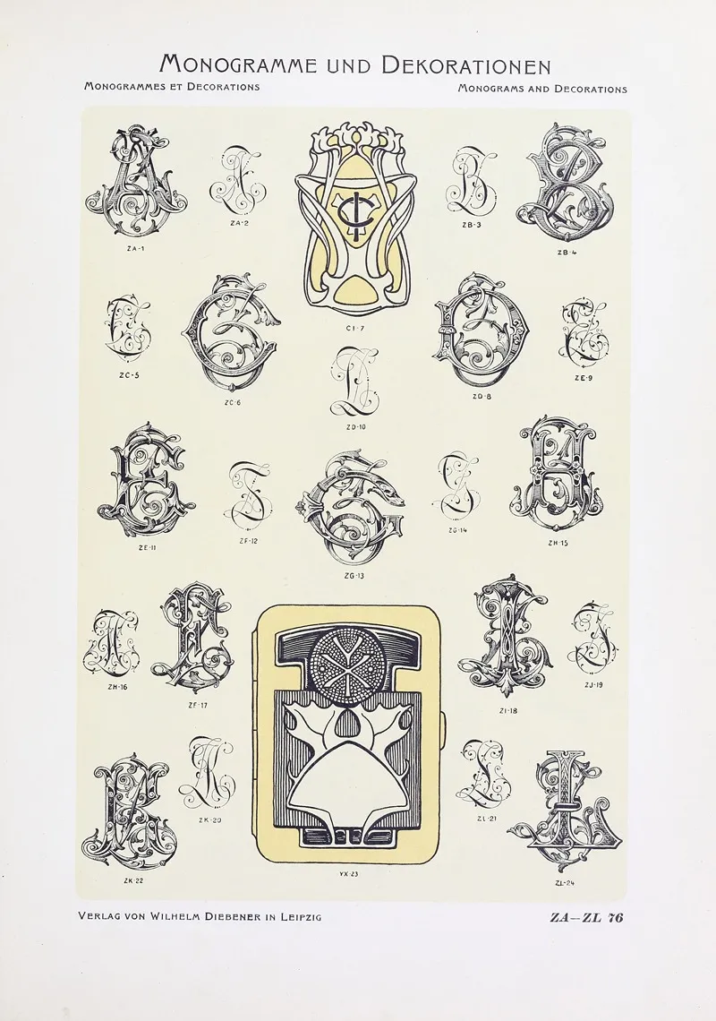 Monogrammes Und Dekorationen Pl 076 by Wilhelm Diebener - Canvas Print