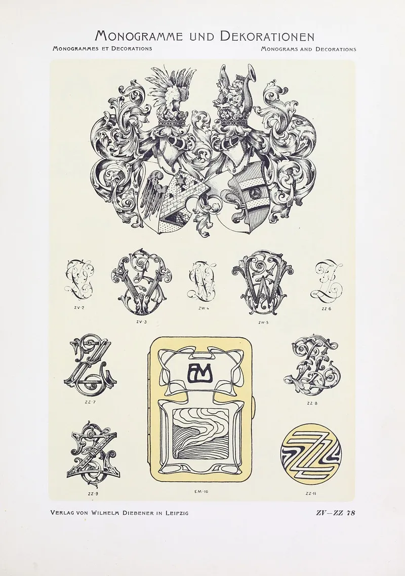 Monogrammes Und Dekorationen Pl 078 by Wilhelm Diebener - Canvas Print