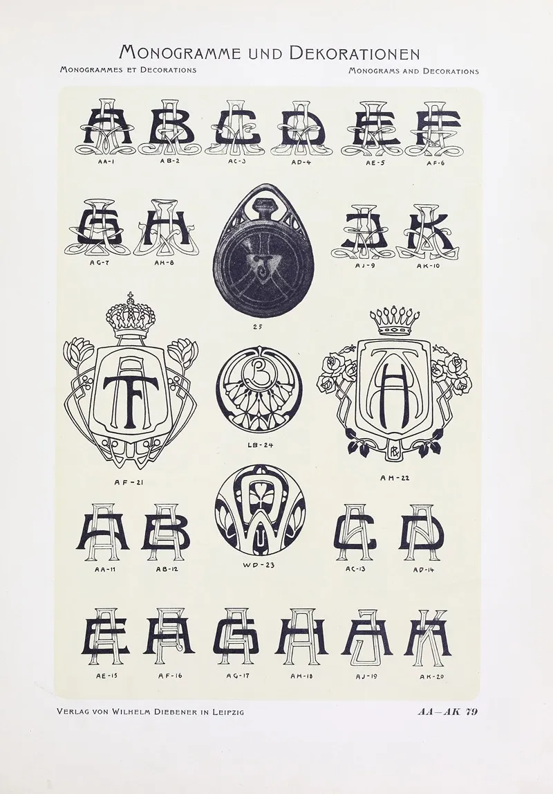 Monogrammes Und Dekorationen Pl 079 by Wilhelm Diebener - Canvas Print