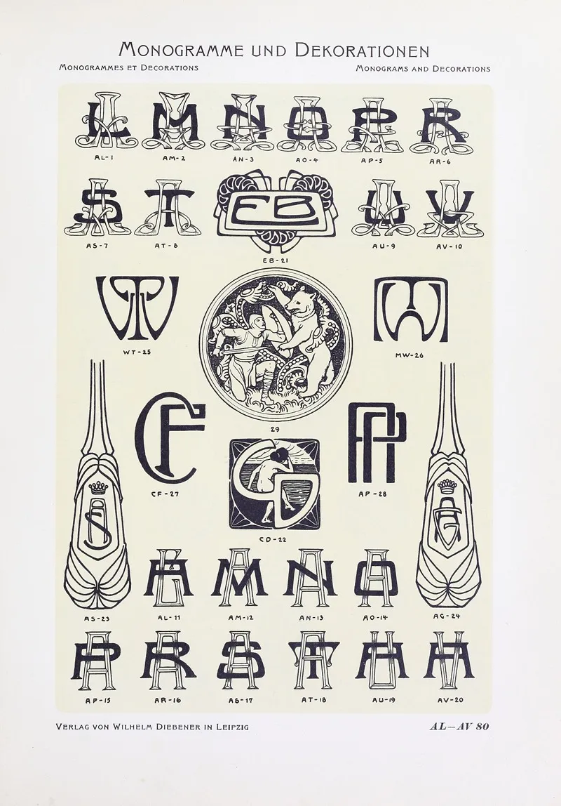 Monogrammes Und Dekorationen Pl 080 by Wilhelm Diebener - Canvas Print