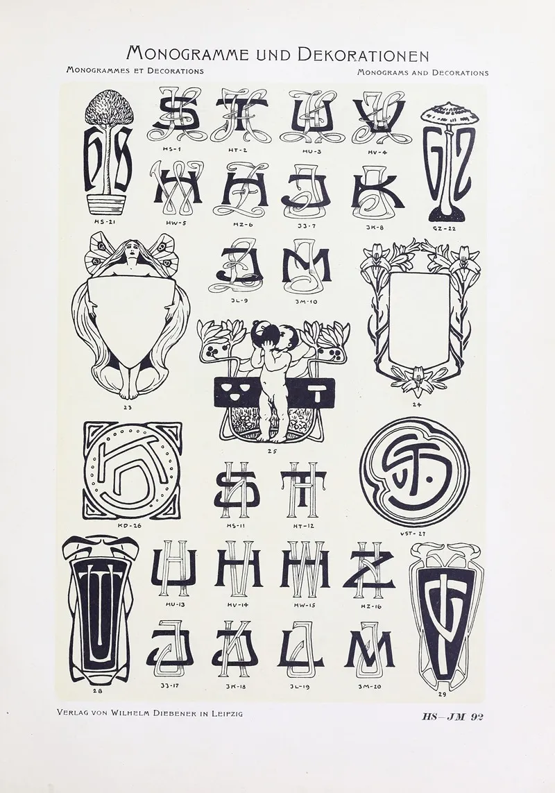 Monogrammes Und Dekorationen Pl 092 by Wilhelm Diebener - Canvas Print