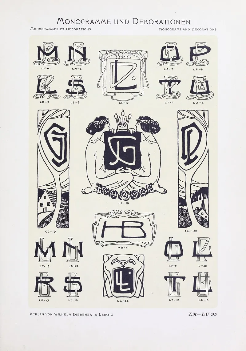 Monogrammes Und Dekorationen Pl 095 by Wilhelm Diebener - Canvas Print