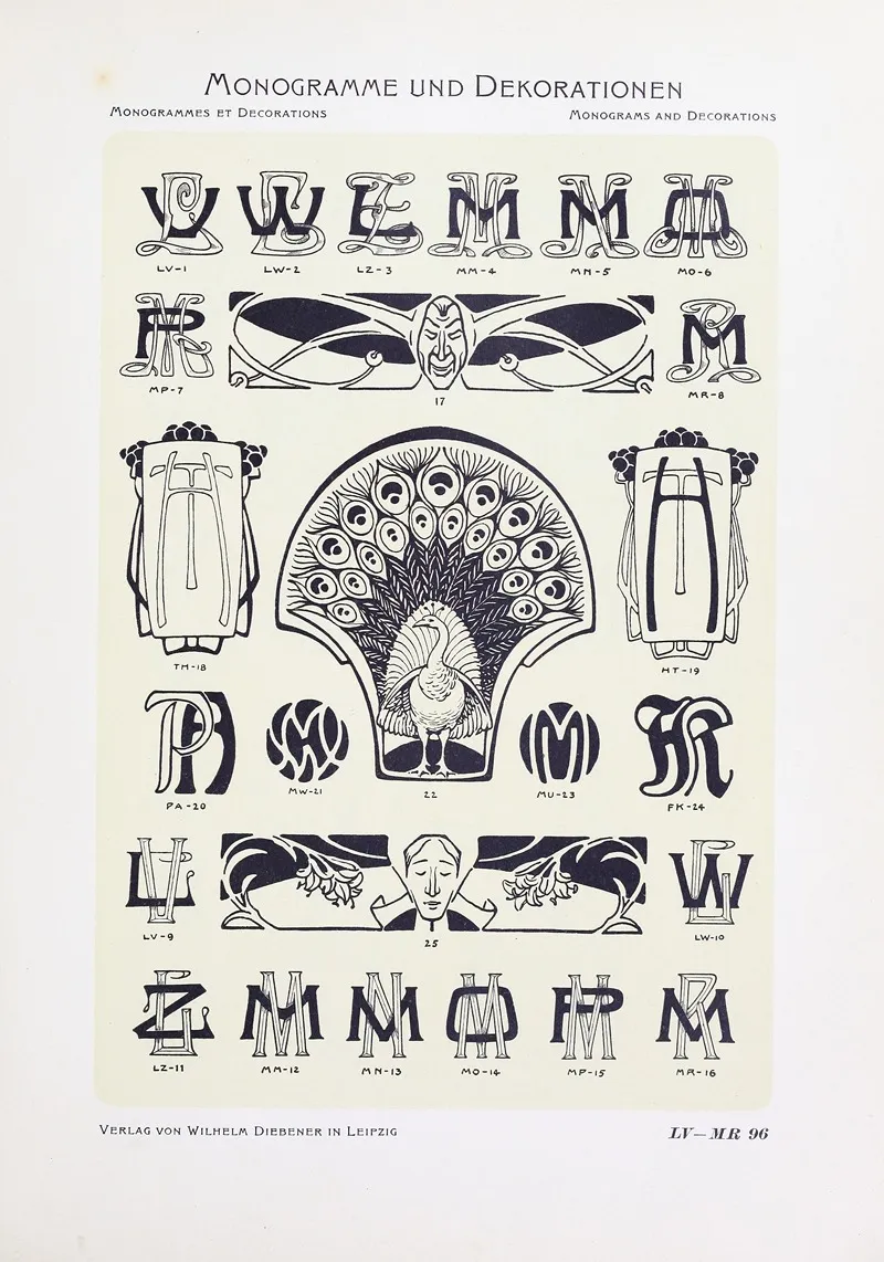 Monogrammes Und Dekorationen Pl 096 by Wilhelm Diebener - Canvas Print
