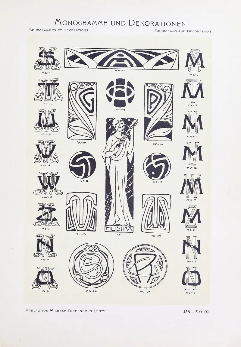 Monogrammes Und Dekorationen Pl 097 by Wilhelm Diebener - Canvas Print
