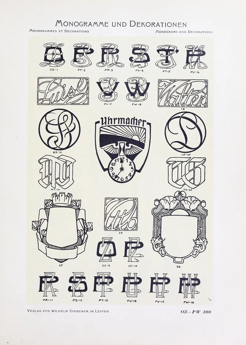 Monogrammes Und Dekorationen Pl 100 by Wilhelm Diebener - Canvas Print