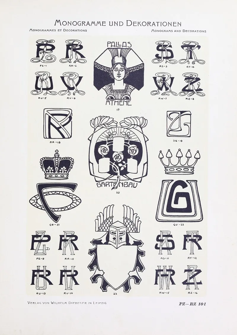 Monogrammes Und Dekorationen Pl 101 by Wilhelm Diebener - Canvas Print