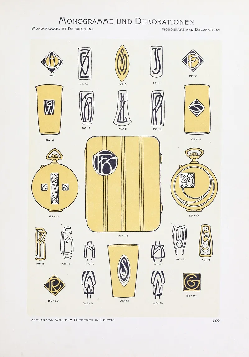 Monogrammes Und Dekorationen Pl 107 by Wilhelm Diebener - Canvas Print