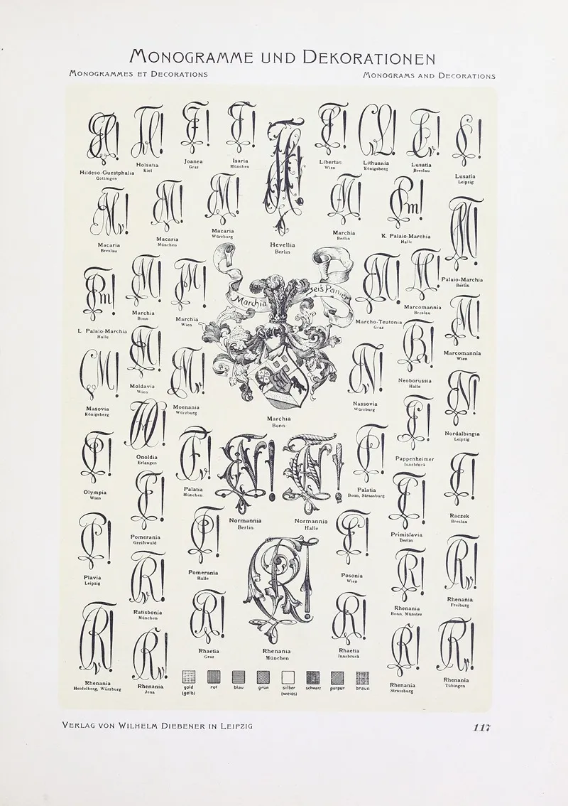 Monogrammes Und Dekorationen Pl 117 by Wilhelm Diebener - Canvas Print