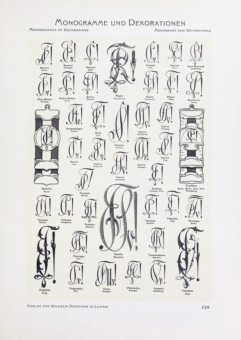 Monogrammes Und Dekorationen Pl 118 by Wilhelm Diebener - Canvas Print