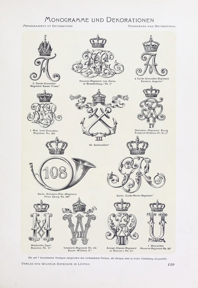 Monogrammes Und Dekorationen Pl 119 by Wilhelm Diebener - Canvas Print