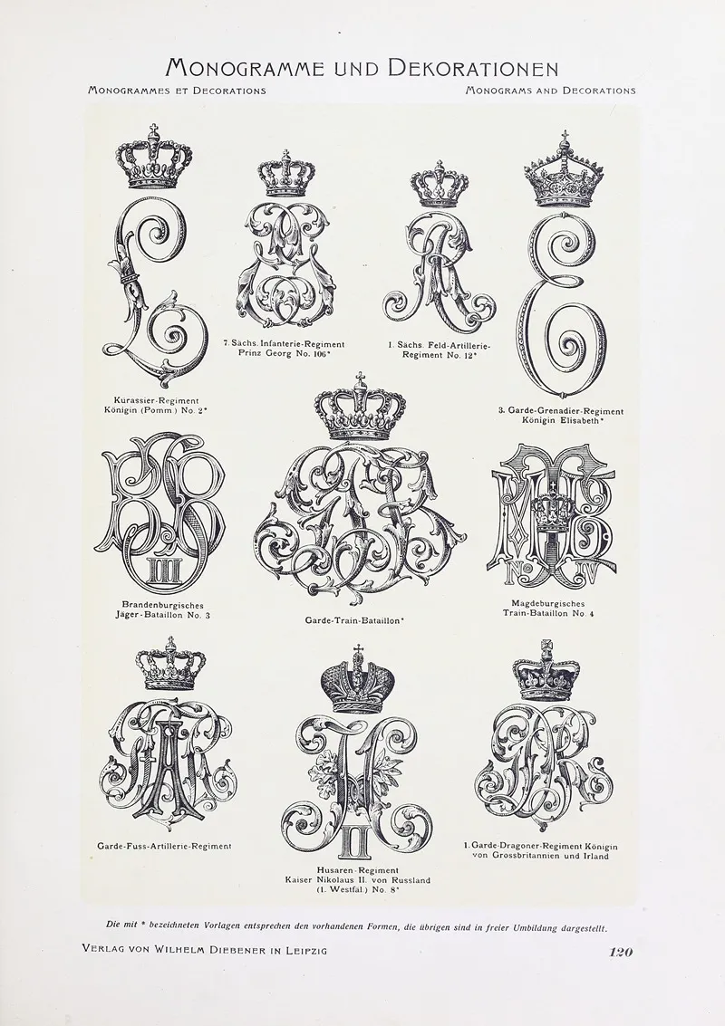 Monogrammes Und Dekorationen Pl 120 by Wilhelm Diebener - Canvas Print