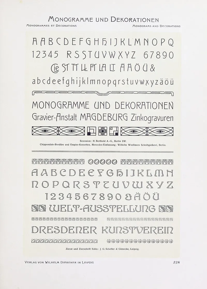 Monogrammes Und Dekorationen Pl 128 by Wilhelm Diebener - Canvas Print