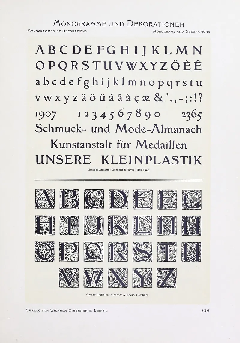 Monogrammes Und Dekorationen Pl 130 by Wilhelm Diebener - Canvas Print
