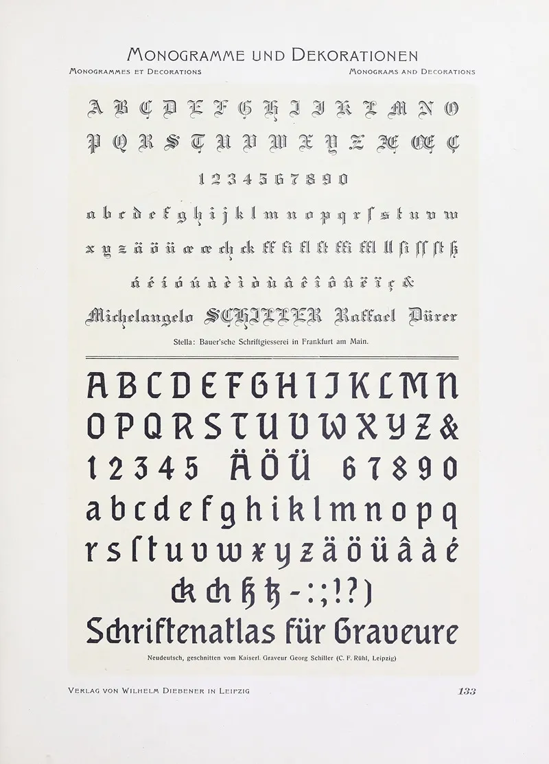Monogrammes Und Dekorationen Pl 133 by Wilhelm Diebener - Canvas Print