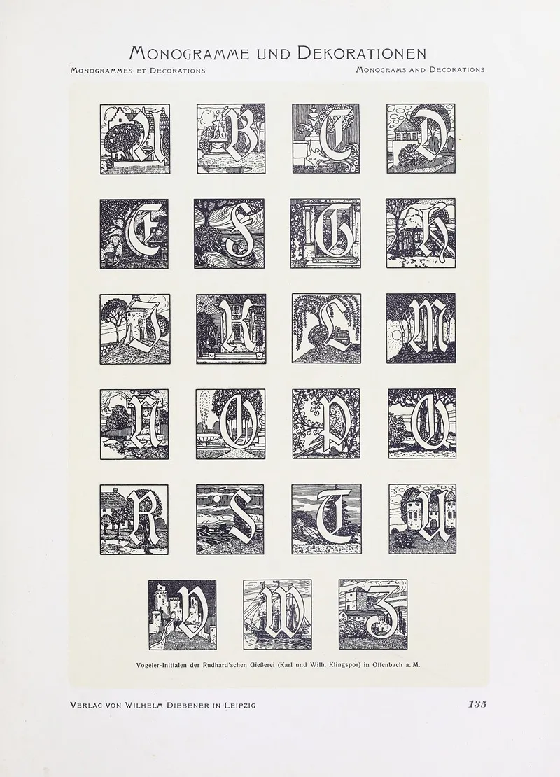 Monogrammes Und Dekorationen Pl 135 by Wilhelm Diebener - Canvas Print
