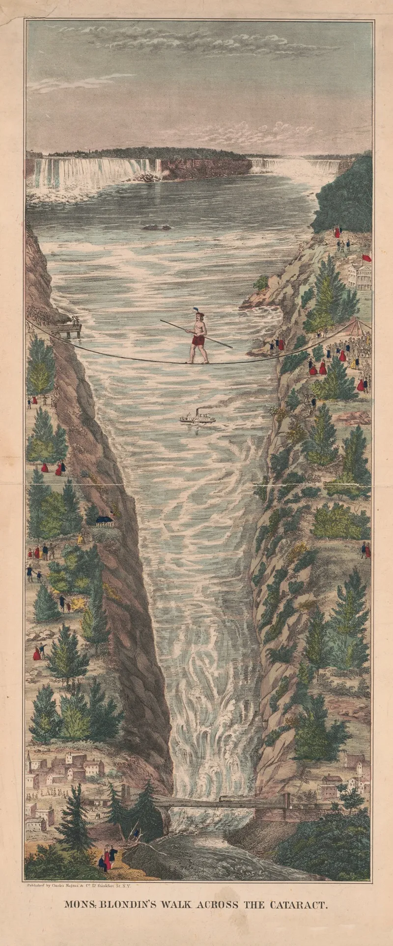 Mons Blondins Walk Across The Cataract by Charles Magnus - Canvas Print