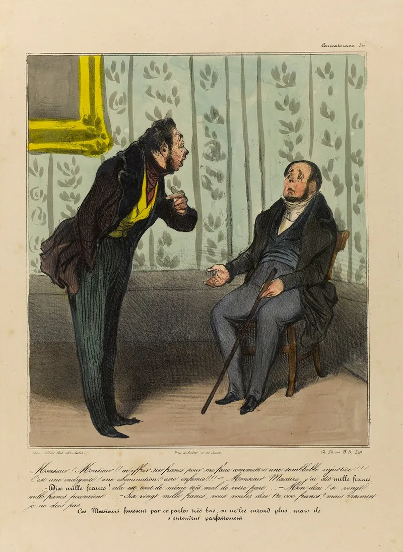 Monsieur Monsieur Moffrir 500 Francs Pour Me Faire Commettre Une Semblable Injustice by Honoré Daumier - Canvas Print