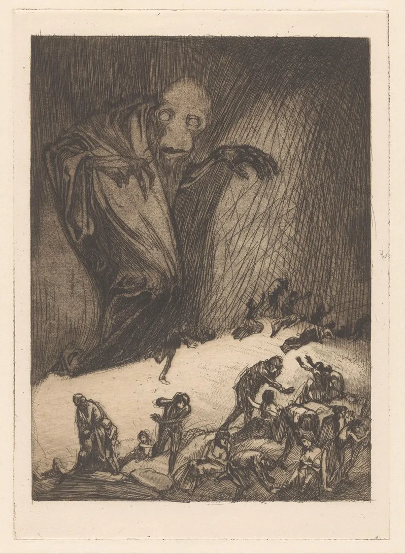Monster Met Vluchtende Mensen by Johannes Josephus Aarts - Canvas Print