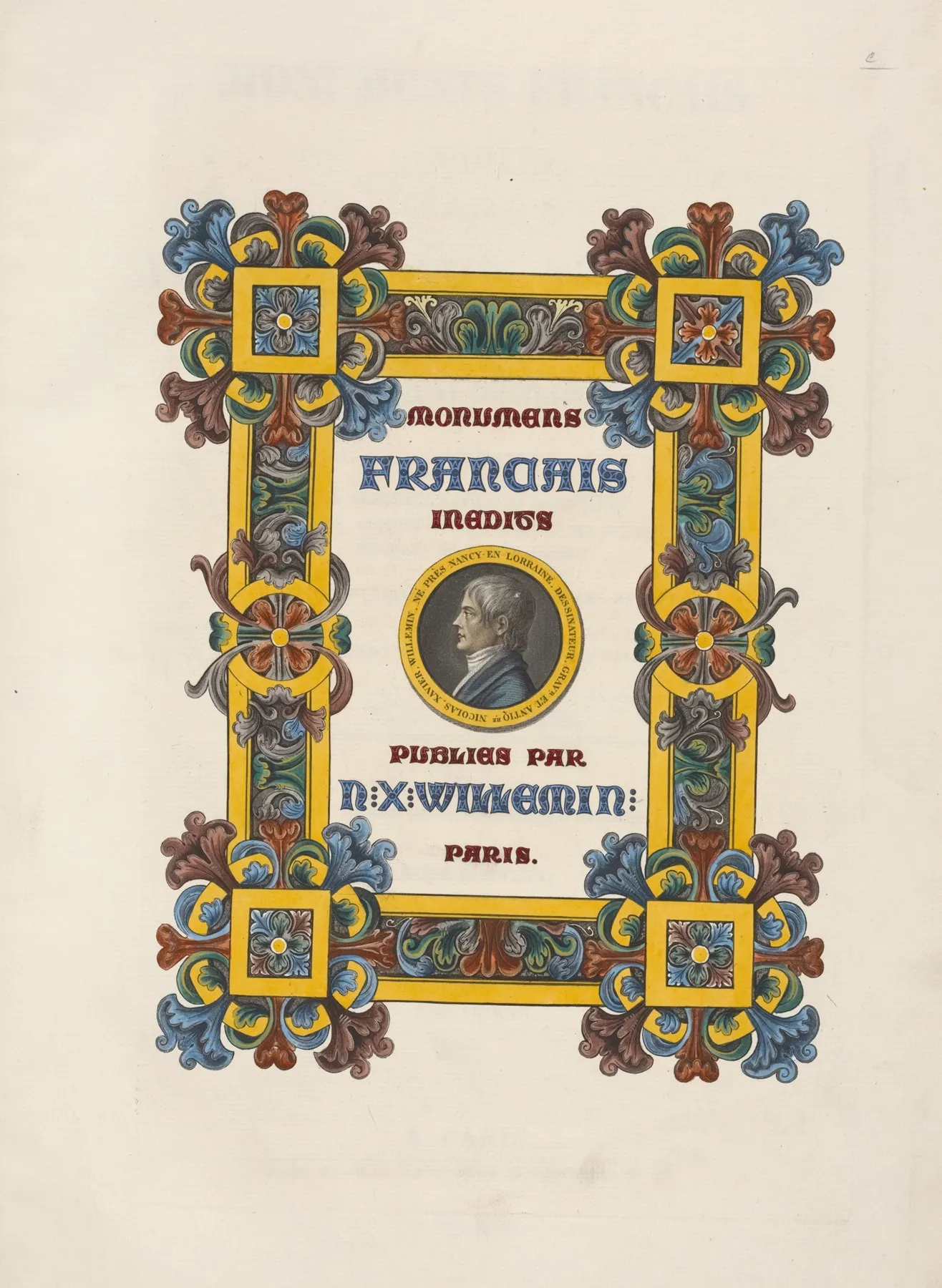 Monuments Francais Illustrated Title Page With Portrait Of Willemin