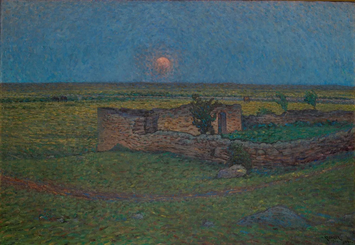Moon Rising On Oland by Nils Kreuger - Canvas Print