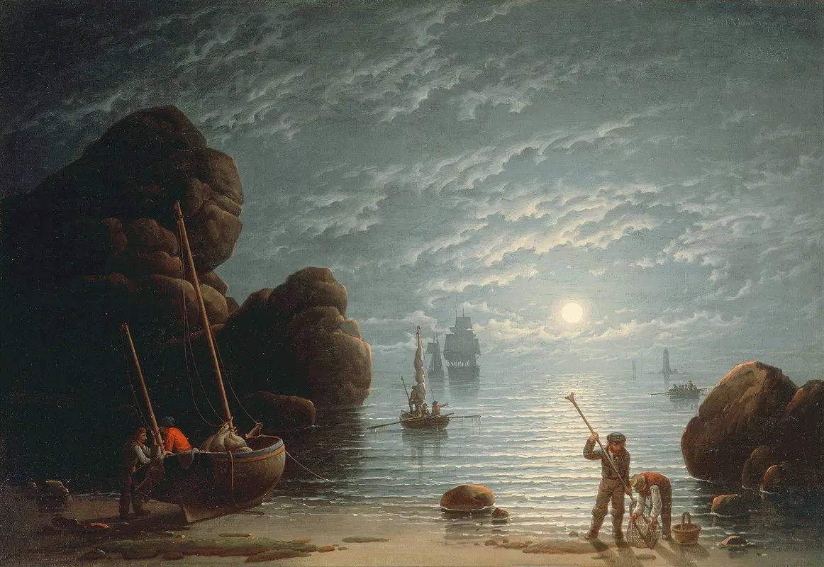 Moonlight Coastal Scene