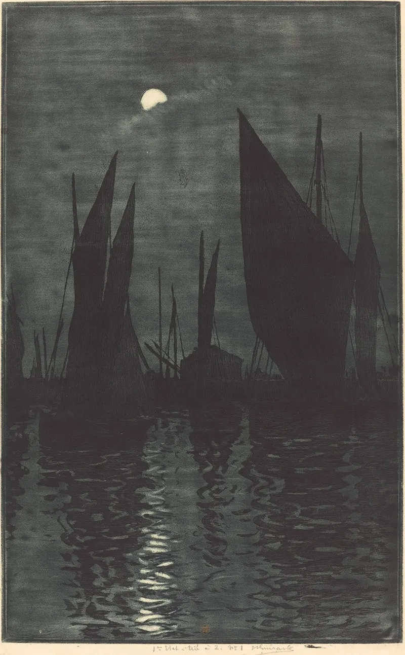 Moonlight In The Harbor At Dieppe
