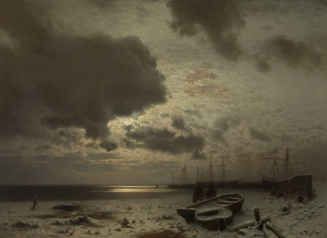 Moonlight In Winter by Louis Douzette - Canvas Print