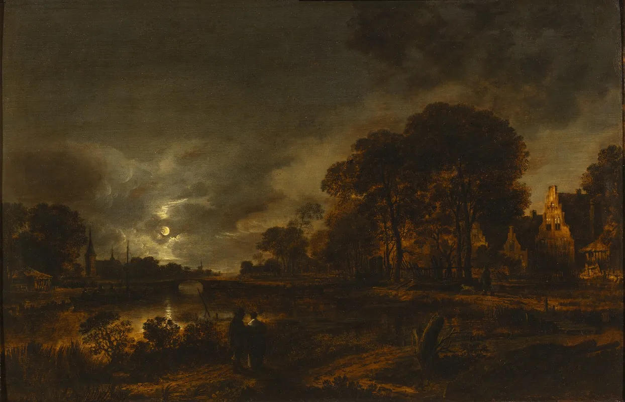 Moonlight Landscape 5 by Aert van der Neer - Canvas Print
