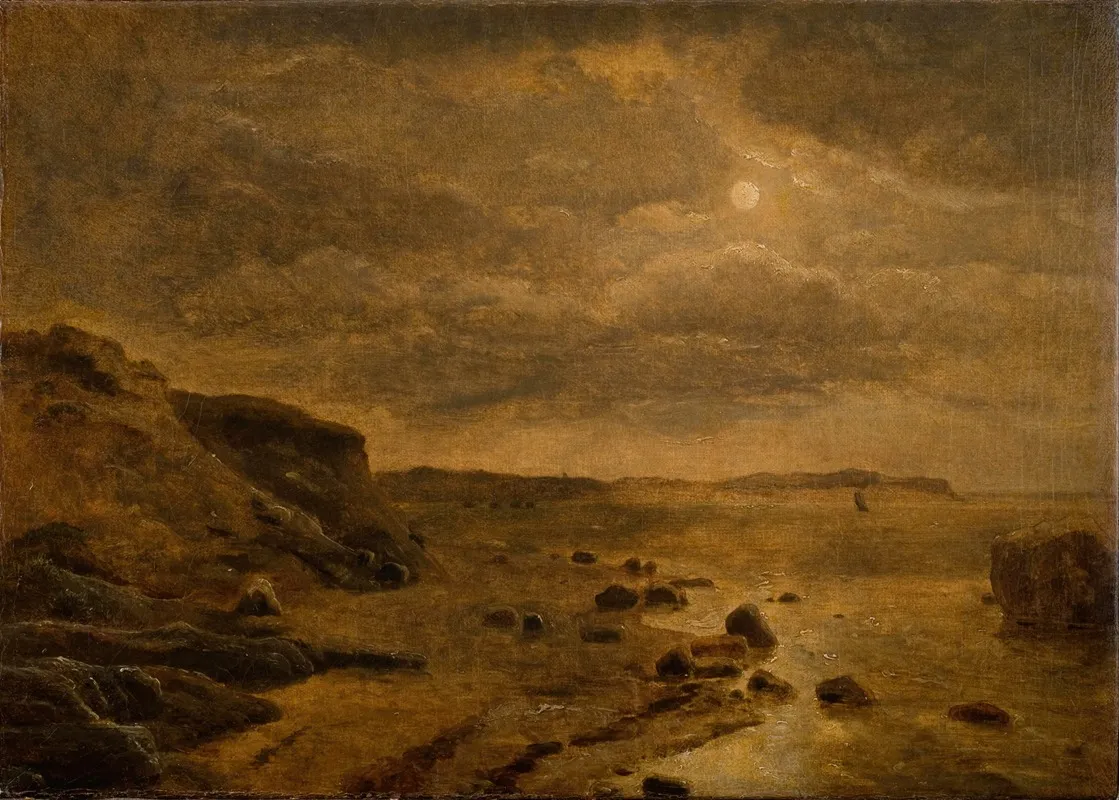 Moonlight The West Coast Of Jutland At Bovbjerg by Dankvart Dreyer - Canvas Print