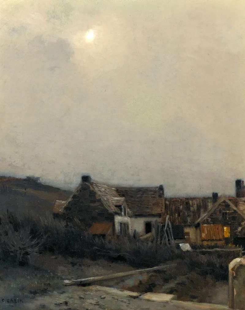 Moonlit Cottages by Jean Charles Cazin - Canvas Print
