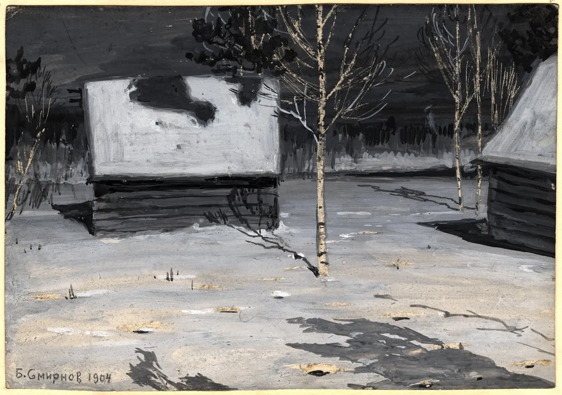 Moonlit Night Near Irkutsk by Boris Vasilievich Smirnov - Canvas Print