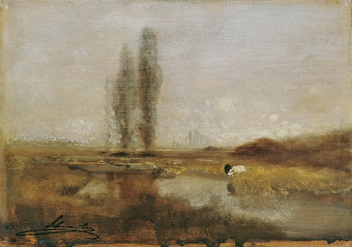Moorlandschaft Bei Lundenburg by Emil Jakob Schindler - Canvas Print