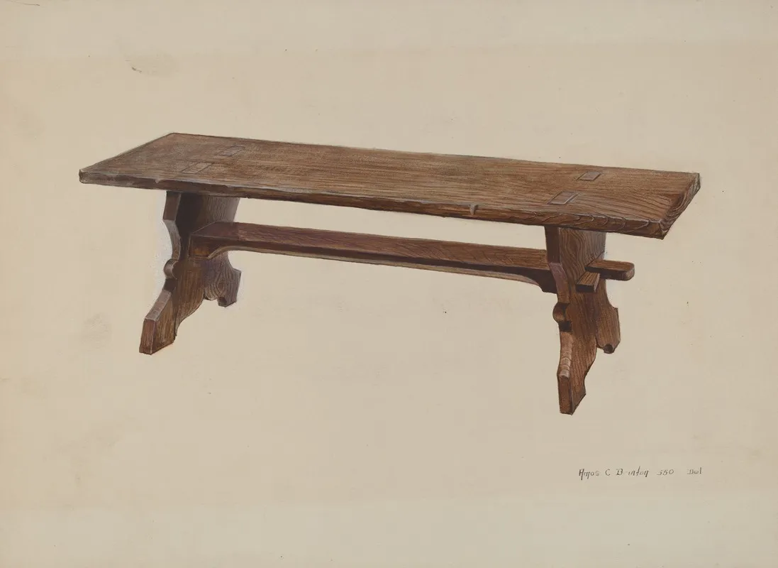 Moravian Church Bench by Amos C. Brinton - Canvas Print