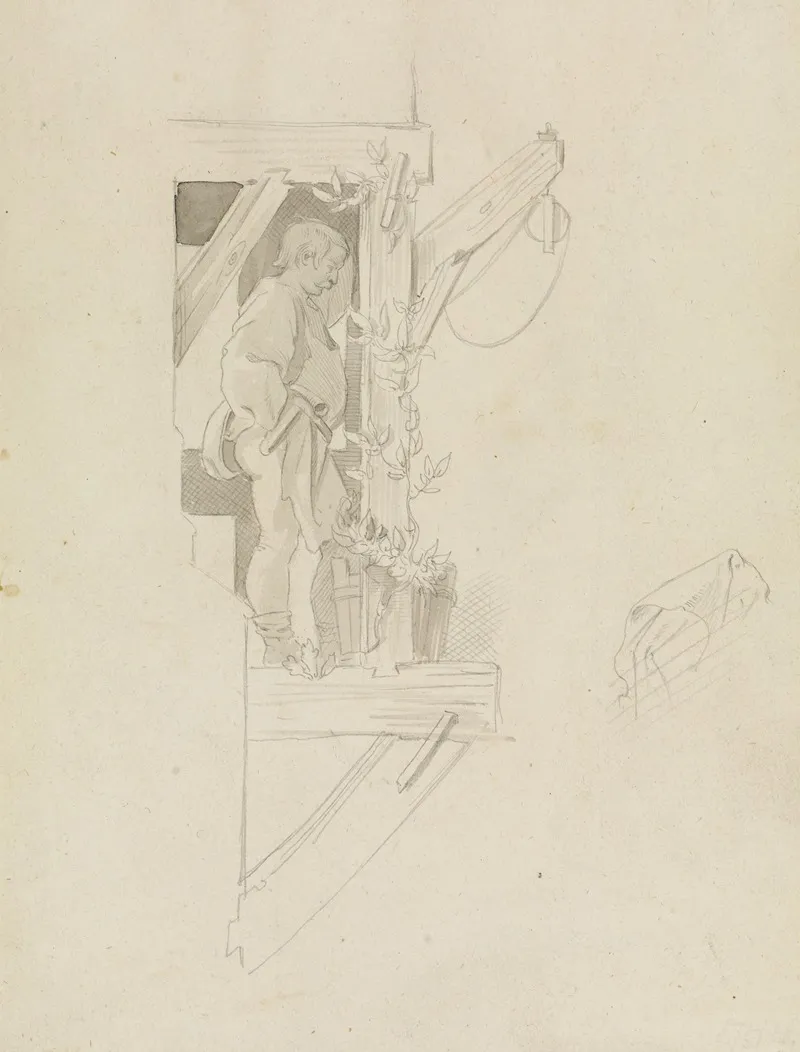 Moritz Von Schwind Auf Dem Baugerust by Moritz von Schwind - Canvas Print