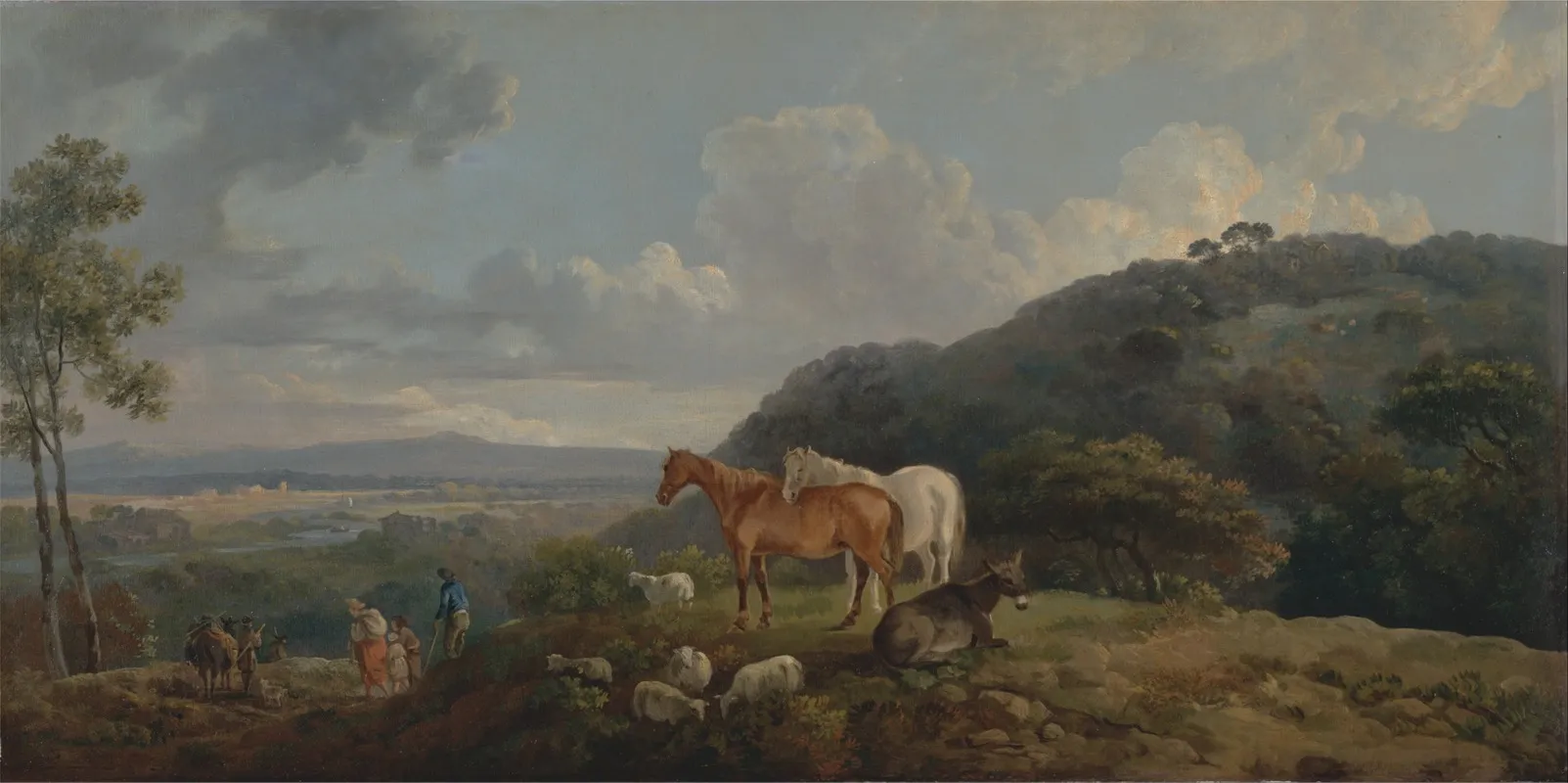 Morning Landscape With Mares And Sheep by George Barret - Canvas Print