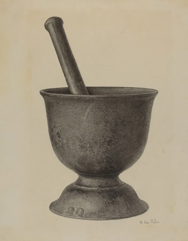 Mortar And Pestle 15 by Maurice Van Felix - Canvas Print