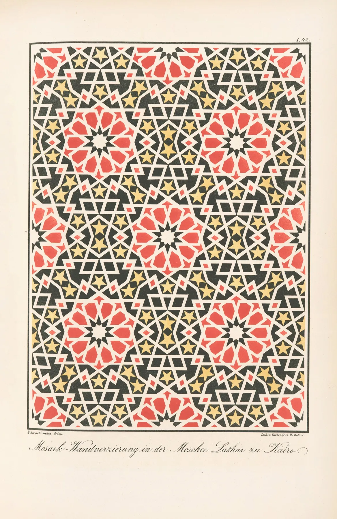 Mosaik Wandverzierung In Der Moschee Lashar Zu Kairo by Friedrich Maximilian Hessemer - Canvas Print