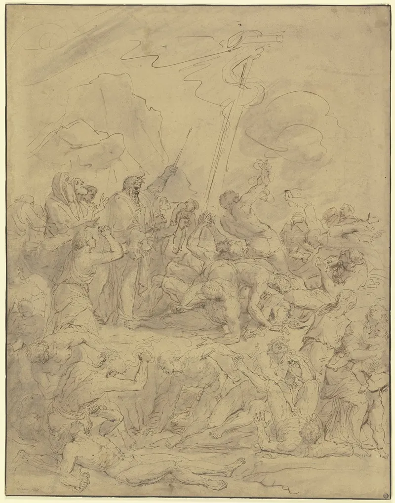 Mose Und Die Eherne Schlange by Raymond Lafage - Canvas Print